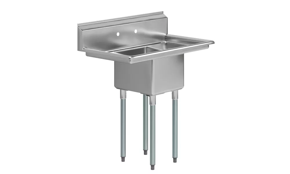 38 in. x 22 in. Stainless Steel One Compartment Sink with 16 in. x 14 in. Bowl and Dual 12 in. Drainboards