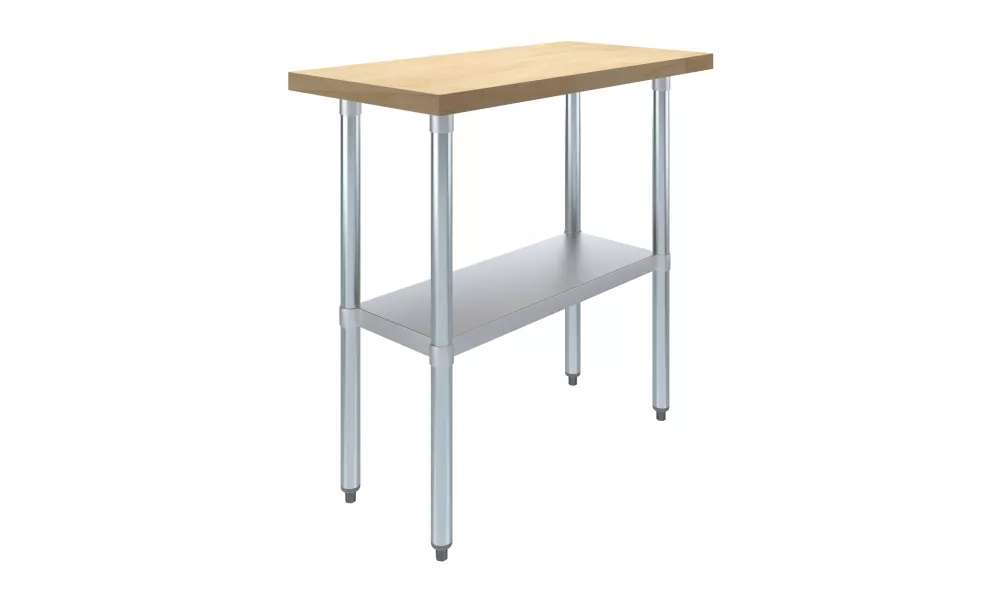 18 in. x 36 in. Maple Wood Top Work Table with Adjustable Undershelf