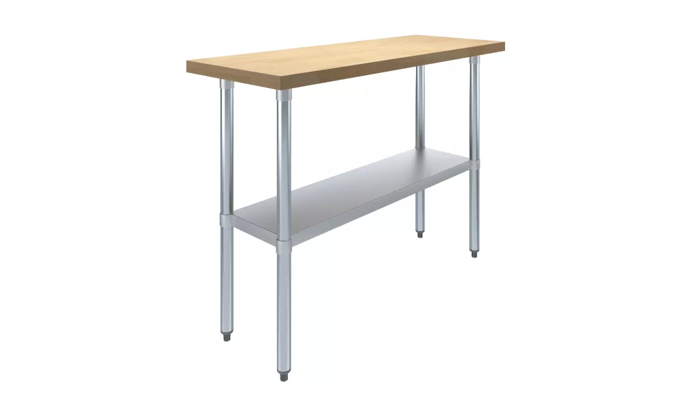 18 in. x 48 in. Maple Wood Top Work Table with Adjustable Undershelf