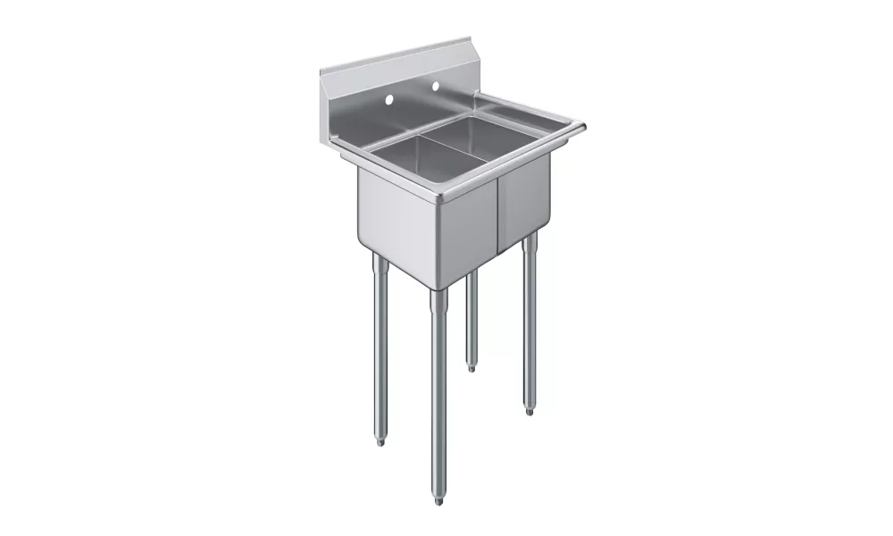 20 in. x 26 in. Stainless Steel Two Compartment Sink with 10 in. x 14 in. x 10 in. Bowls