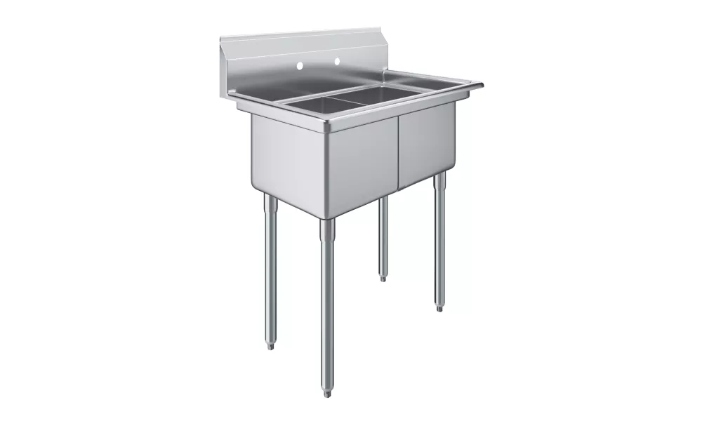 22 in. x 34 in. Stainless Steel Two Compartment Sink with 14 in. x 16 in. x 11 in. Bowls