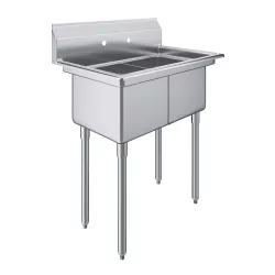 22 in. x 34 in. Stainless Steel Two Compartment Sink with 14 in. x 16 in. x 11 in. Bowls