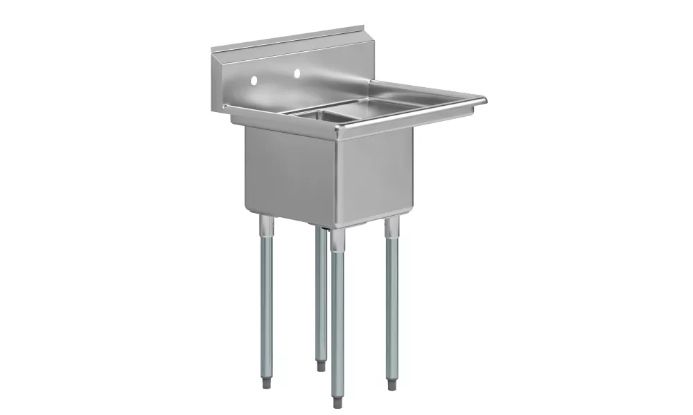 29 in. x 22 in. Stainless Steel One Compartment Sink with 16 in. x 14 in. Bowl and 12 in. Right  Drainboard