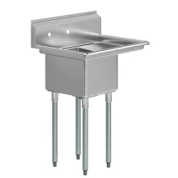 29 in. x 22 in. Stainless Steel One Compartment Sink with 16 in. x 14 in. Bowl and 12 in. Right  Drainboard