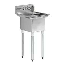 image-20 in. x 22 in. Stainless Steel One Compartment Sink with 14 in. x 16 in. Bowl and Faucet