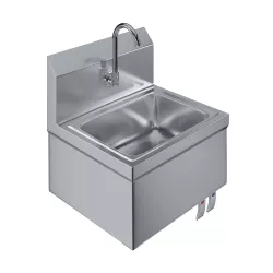 Stainless Steel Hands Free Wall Mounted Hand Sink 17 in. x 15 in. with double knee valves and faucet