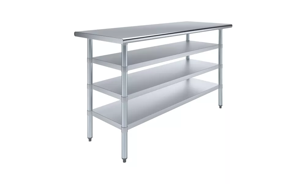 24 in. x 60 in. Stainless Steel Table With Three Undershelves