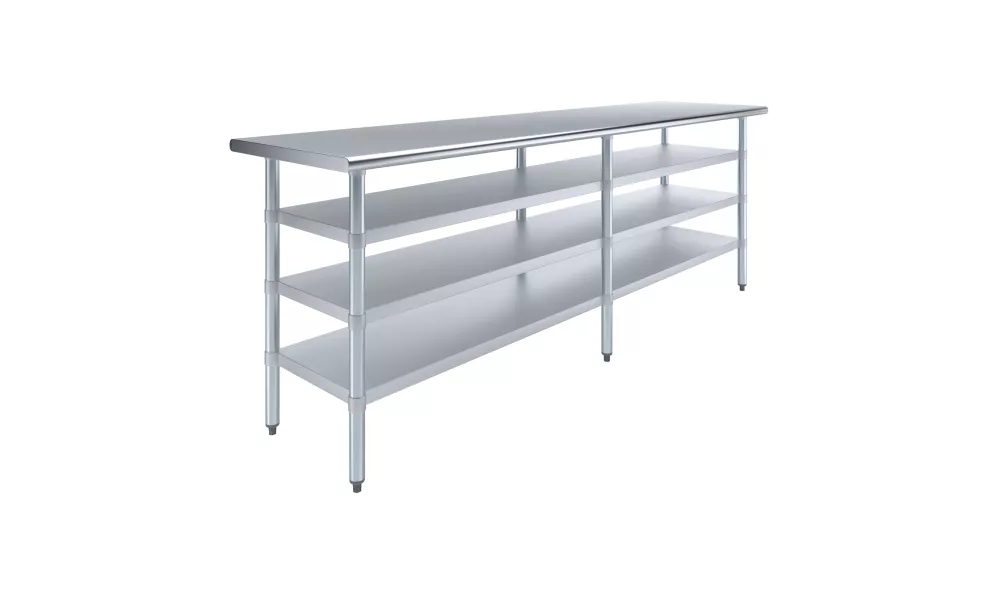 24 in. x 96 in. Stainless Steel Table With Three Undershelves