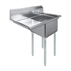 39 in. x 23.5 in. Stainless Steel One Compartment Sink with 18 in. x 18 in. Bowl and 18 in. Left Drainboard