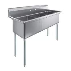 Stainless Steel 3 Compartment Utility Sink with Faucet