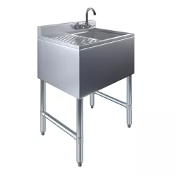 Stainless Steel 1 Compartment Under Bar Sink with 12 in. Left Drainboard and Faucet