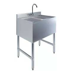 26.5 in. x 19 in. Two Compartment Underbar Sink with Faucet