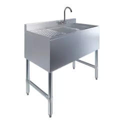 36 in. x 19 in. Two Compartment Underbar Sink with Left Drainboard and Faucet