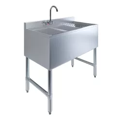 36 in. x 19 in. Two Compartment Underbar Sink with Right Drainboard and Faucet