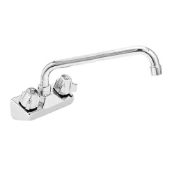 Wall Mount Kitchen Sink Faucet | 12" Swivel Spout | 4" Center | NSF | Commercial Kitchen Utility Laundry