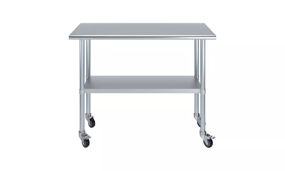 Stainless steel commercial work deals table with undershelf