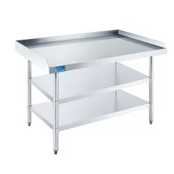 24" X 36" Work Table with Two Undershelves with Backsplash and Sidesplashes