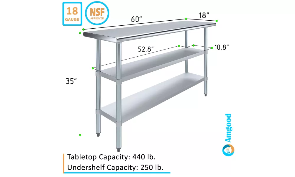 Eagle T4860SEM Stainless Steel 48 Inch x 60 Inch Work Table w/ Undershelf