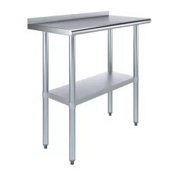 18" X 36" Stainless Steel Work Table with 1.5" Backsplash | Metal Kitchen Food Prep Table | NSF