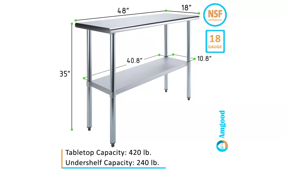 Eagle T4860SEM Stainless Steel 48 Inch x 60 Inch Work Table w/ Undershelf