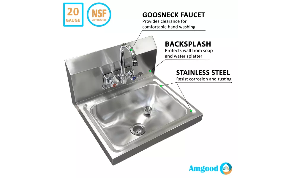 Commercial Stainless Steel Hand Wash Washing Wall Mount offers Sink Kitchen