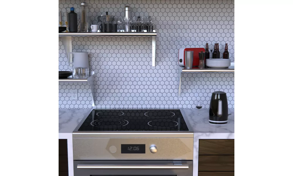 Stainless Steel Backsplash With Shelf Design Ideas