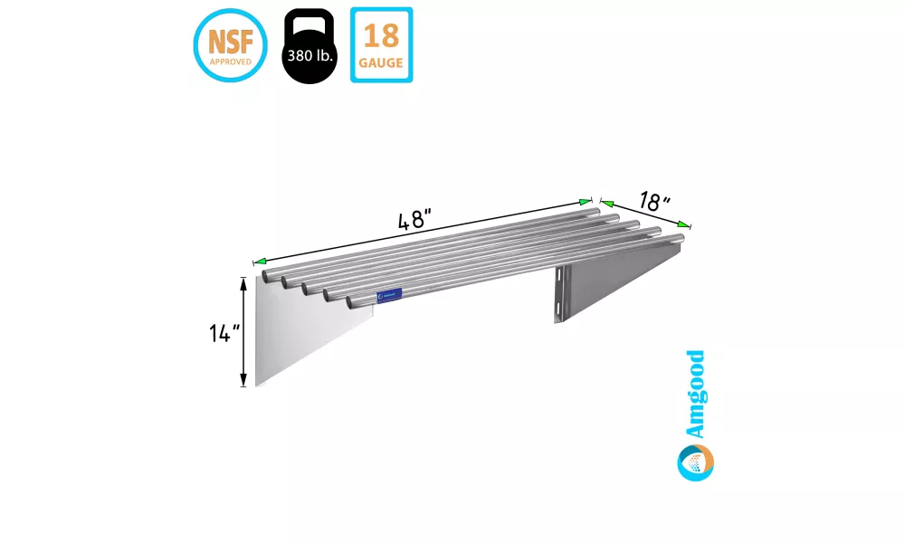 AmGood Stainless Steel Wall Shelf | NSF Metal Shelf | Over 50 Custom  Options Available